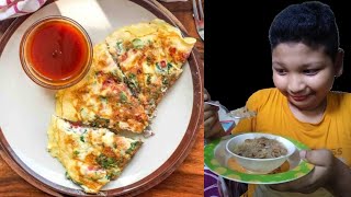 A Boy Cooking and Eating Omlet Village Style l Desi Omlet Banane ka Tarika। cooking।ASMR cooking