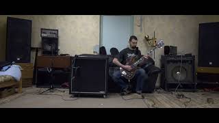 Bass guitar with distortion.