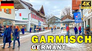 GERMANY, GARMISCH-PARTENKIRCHEN: Walking Tour in a Town in the German Alps - 4K Walk