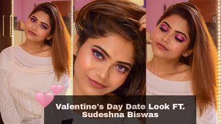 valentine's day look||pink glam look||ft. sudeshnasworld
