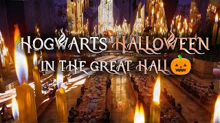 🎃 Cozy Hogwarts Halloween in The Great Hall | Harry Potter ⚡ Hogwarts Legacy Music and Ambience