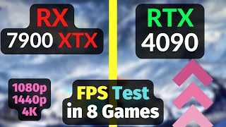 RX 7900 XTX vs RTX 4090 in 8 GAMES / 1080p 1440p 4K / Ray Tracing / DLSS 3 vs FSR