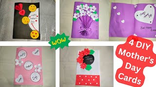 4 DIY Mother's Day Greeting Cards | Easy & Beautiful Handmade Cards | Mother Day Special