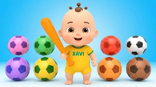 Colors Slime Soccer Balls ⚽ Finger Family Song for Kids | Xavi and Anna Nursery Rhymes
