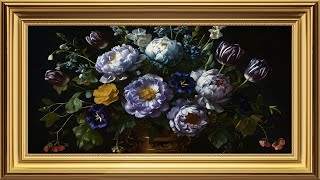 Blue Floral Still Life TV Art 4K | Dutch Vintage Masterpiece Ambience | Elegant Decor Screensaver