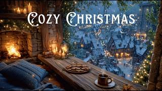 Magical Christmas Village Ambience 🎄 Cozy Fireplace & Winter Snow Music | NO MID-ROLL ADS