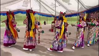 Lama dancing and Tsok offering on the closing day of 7 days Amitayus retreat