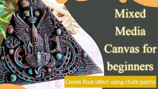 Mixed media triangular canvas for beginners | How to use negative chipboards in mixed media |