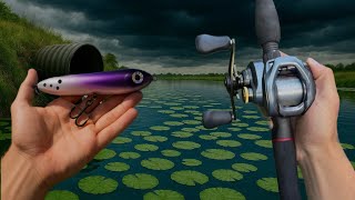 Fishing For GIANT BASS With Topwater In THUNDERSTORM!