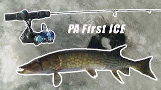 First ICE! Ice Fishing SKETCHY Pennsylvania Lake