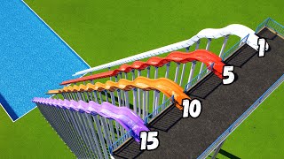 1 vs 15 Bumps Water Slide Test – Planet Coaster 2