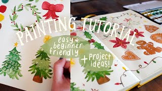 easy & simple festive painting tutorial 🎄 ideas for holiday cards & Christmas art projects