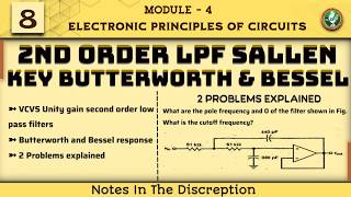 8 2nd Order LPF SALLEN KEY BUTTERWORTH & BESSEL Active Filters, Numerical Examples Module 4 3rd Sem