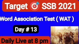 SSB Live Class # WAT + PPDT + TAT # Daily Live at 8 pm