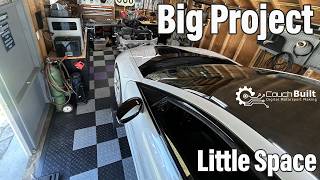 Maximizing a one car garage workspace in preparation for turbo rotary swapping a BMW i8