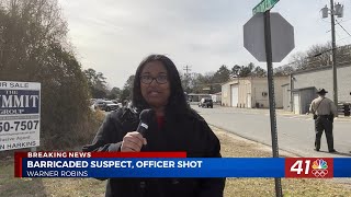 11:30am Update: Houston County sheriff confirms Warner Robins police officer shot, suspect in