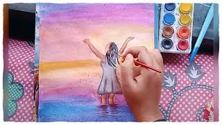 How to draw a alone Girl in the see/easy drawing tutorial for beginners