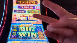BIG WIN !!! UP TO $10 BETS ON ULTIMATE FIRE LINK BY THE BAY SLOT MACHINE