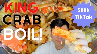KING CRAB BOIL FOR 500K ON TIKTOK #asmr #mukbang #seafood #kingcrab #seafoodboil