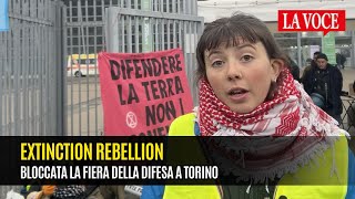 Extinction Rebellion blocks defense fair in Turin
