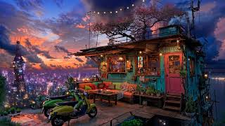 Lofi Zen - Cyberpunk Twilight Rain with Calm Lo-fi Chillhop | For Study, Sleep, or Relaxation | 4K