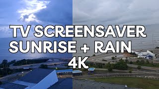 TV Screensaver + Music | Sunrise with Rain | Relaxing music
