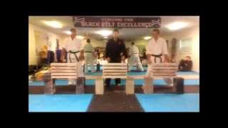 Karate Brick Break - Sempai Dustin Elliot, Sensei Christian Jolicouer, & Instructor Omar Schwanzer