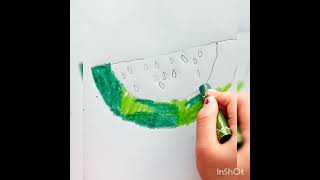 Draw WATERMELON 🍉🍉 step by step with Arnavi |Easy steps #drawingwatermelon #colouring