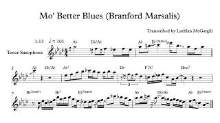 Mo' Better Blues - Branford Marsalis (Bb Transcription)