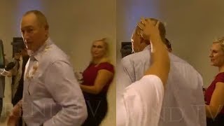 Young man hit the eggs on the head of the Australian Senator Fraser,after the New Zealand invasion