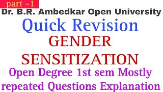 Open degree 1st sem Gender sensitization | important questions explanation #opendegree