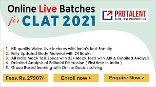 New Batch for CLAT 2021 : Starts on 25th November
