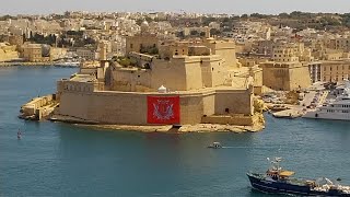 Panoramic views from the top of Fort St Angelo in Malta.