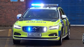 Surrey & Sussex Police, Roads Policing Unit, Marked Volvo V90, responding to an emergency incident.