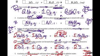 8-1 Part 2 Practice Writing Chemical Equations - 7 problems