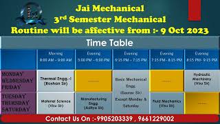 New Routine 3rd Semester||Mechanical||New Batch Oct 2023||SBTE