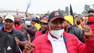 NUM President and Deputy President addresses joint NUM and AMCU mass meeting.