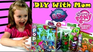 DIY Kids Project Rainbow Dash and Apple Jack design models and Littlest Petshop with a Surprise Toy