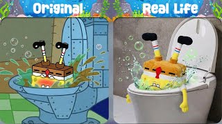 Help! SpongeBob is Trapped! 🚽😂 | SpongeBob Original vs Plush toys | SpongeBob Animation