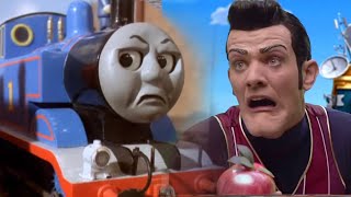 Thomas the Tank Engine disqualifies Robbie Rotten for trying to poison Sportacus (Sports Day)