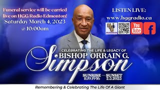 Funeral Service of Bishop Orrain G. Simpson Live on HGG Radio 20230304