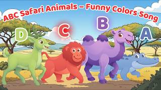 Cartoon Safari Animals Jump in Rainbow Lake 🌈 ABC Song for Kids to Learn, Animal Sounds and Colors