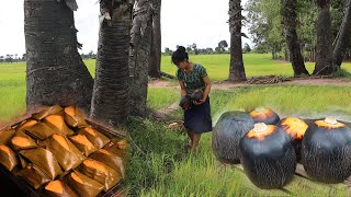 Palm tree in my village   How to make traditional cake in Cambodia |Delicious