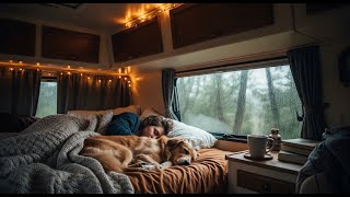 Cozy Van Sleep with Dog & Soft Rain 🌧️ Relaxing Ambience for Deep Sleep