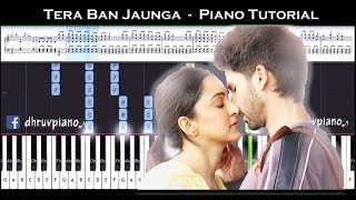 ♫ Tera Ban Jaunga (Kabir Singh) || 🎹 Piano Tutorial + Sheet Music (with English Notes) + MIDI