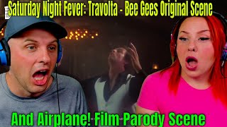Saturday Night Fever: Travolta - Bee Gees Original Scene And Airplane! Film Parody Scene | REACTIONS