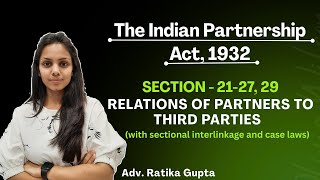Section-21-27, 29 | Relations of partners to third parties | The Indian Partnership Act, 1932
