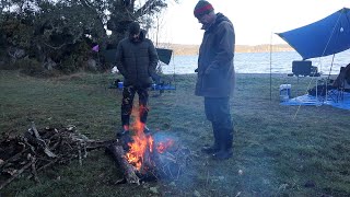 Winter Lake TARP & Tent 2 Nights, Koura Catch & Cook, Camp Fire Chicken!