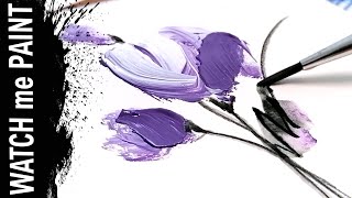 Abstract acrylic FLORAL ART - BRUSHSTROKES meets watercolor for loose flowers