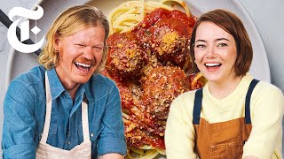 Emma Stone and Jesse Plemons Learn How To Cook Spaghetti and Meatballs | NYT Cooking